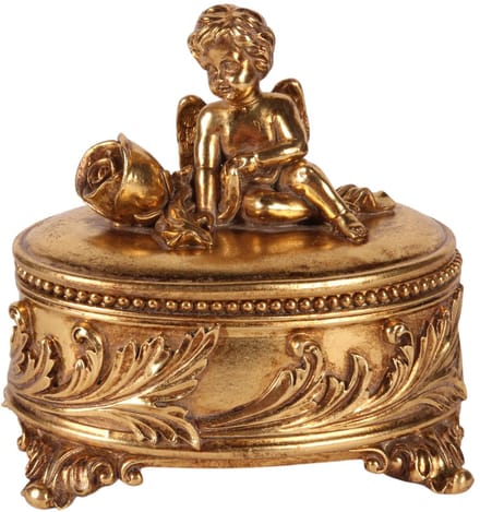 Baroque - Opberger - Sieradendoos Engel 15,5 cm - Goud - Resin - 15.5x12x15.5 - Polyresin