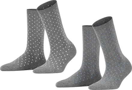 Esprit Fine Dot 2-Pack gedessineerd katoen multipack sokken dames grijs - maat 35-38