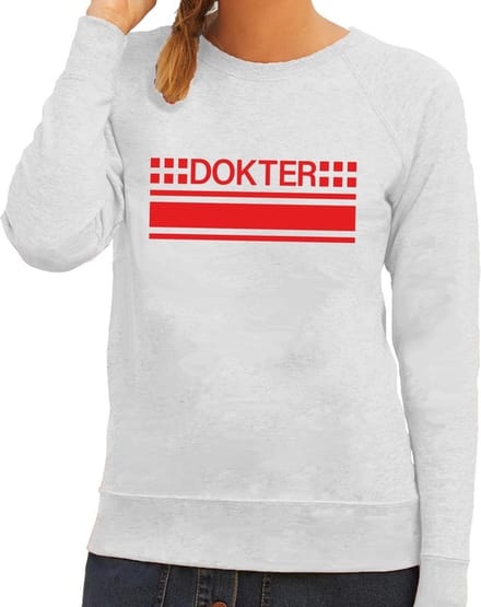 Dokter logo grijze sweater voor dames - Hulpdiensten verkleedkleding M