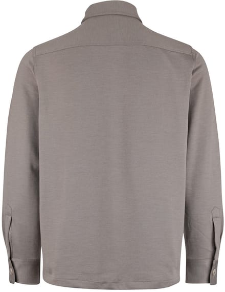 Taupe Overshirt Casa Moda twill structuur en knoopsluiting