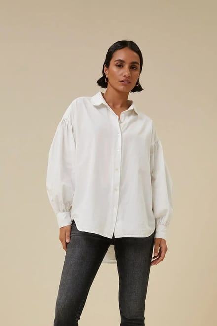 By-Bar Sarah Poplin Blouse White Größe: XS | Longsleeves Outlet | Damen | Weiß