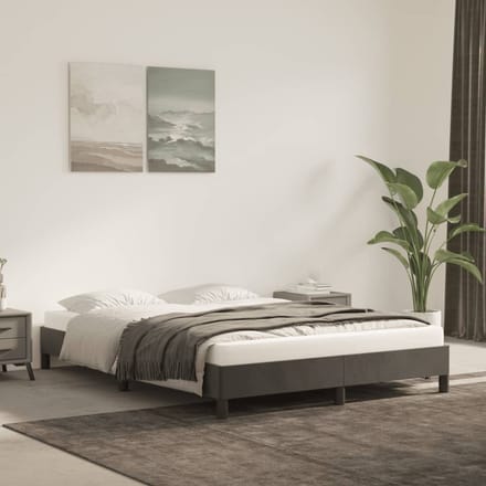 vidaXL - Bedframe - zonder - matras - 140x190 - cm - fluweel - donkergrijs