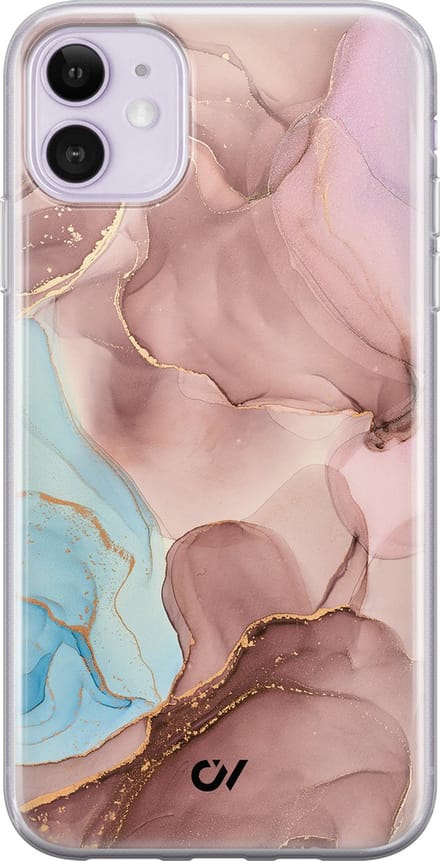 Hoesje geschikt voor Apple iPhone 11 - Marble Clouds - - Roze - Apple - Casevibes