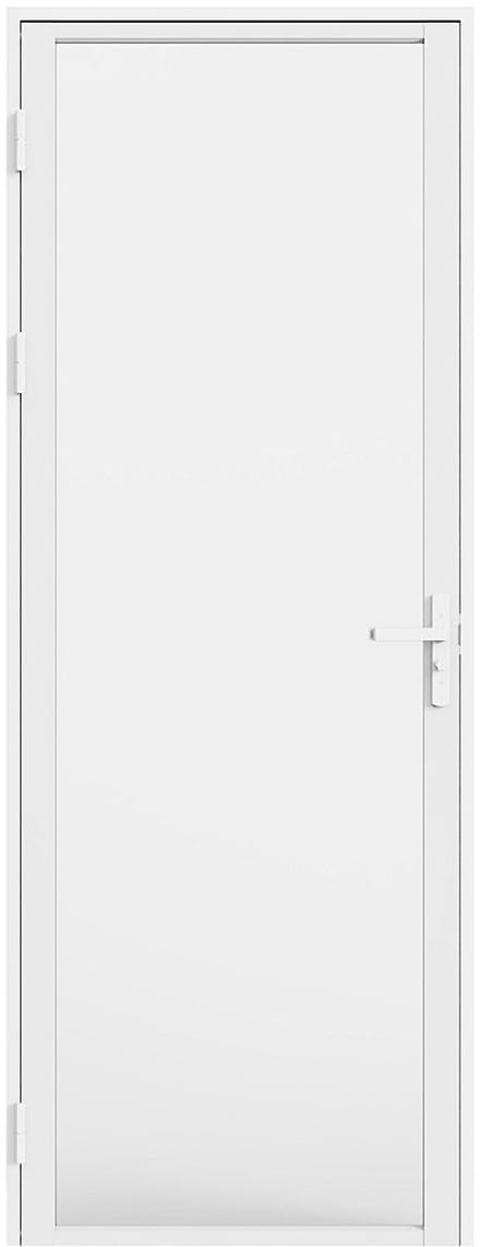Vente-unique Omkeerbaar deurblok in aluminium en matgehard glas - H204 x B73 cm - Wit - LOXTON