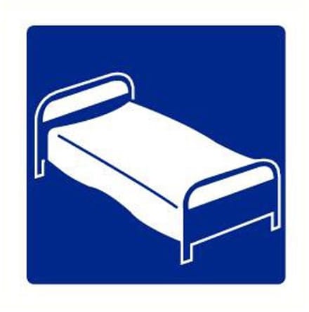 Slaapplaats sticker, blauw wit 200 x 200 mm