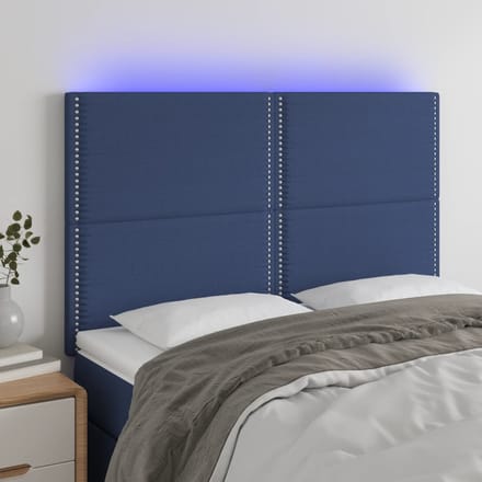 vidaXL - Hoofdbord - LED - 144x5x118/128 - cm - stof - blauw