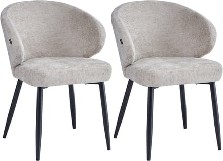 Colenis® - Ruby Eetkamerstoel - Set Van 2 - Taupe - Chenille Stof - Design