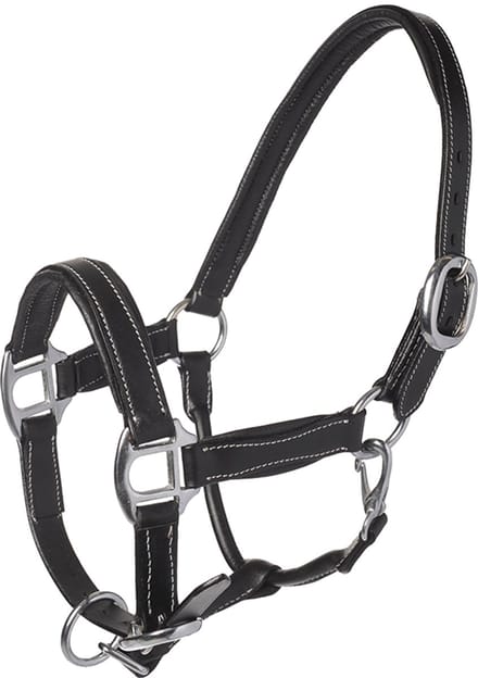MHS Leren halster Luxury black/silver Cob (mt 6)