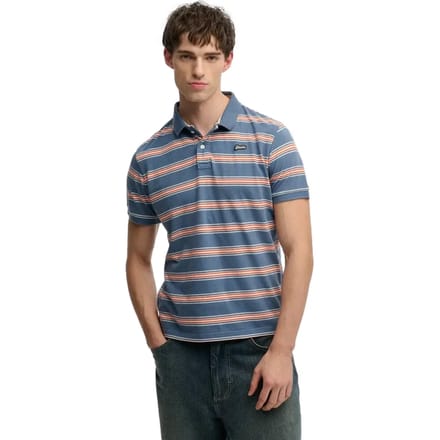 Superdry Vintage Stripe Korte Mouw Poloshirt Blauw S Man