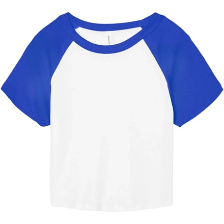 Bella+Canvas Women´s Micro Rib Raglan Baby Tee BL1201 - White/True Royal - M