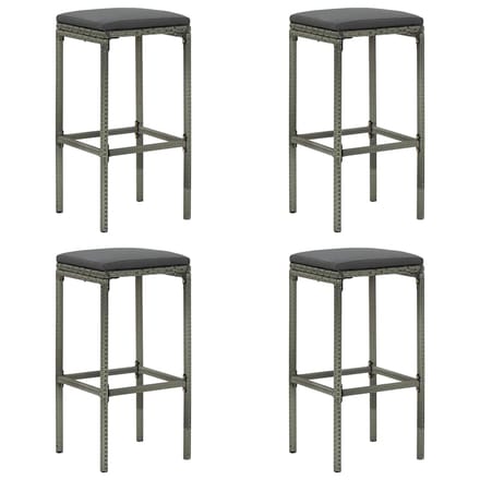 vidaXL - Barkrukken - met - kussens - 4 - st - poly - rattan - grijs