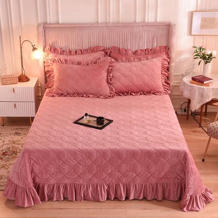 Zachte fluwelen dikke winterbedovertrek Ruffle bed Plaid Linnen Bedsprei op het bed deken quilt Bedspreien voor tweepersoonsbed laken cover 190x240cm