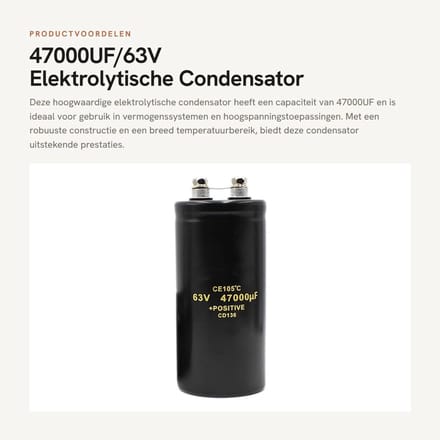 Dailygoods - 47000UF/63V Elektrolytische Condensator voor Vermogenssystemen