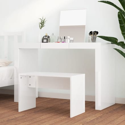 vidaXL - Kaptafelkruk - 70x35x45 - cm - bewerkt - hout - hoogglans - wit