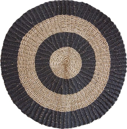 Zeegras Tapijt - Rond Vloerkleed - Zwart & Bruin - Diameter 1 Meter