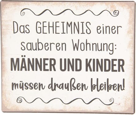 Clayre & Eef Tekstbord 15x13 cm Wit Zwart Metaal