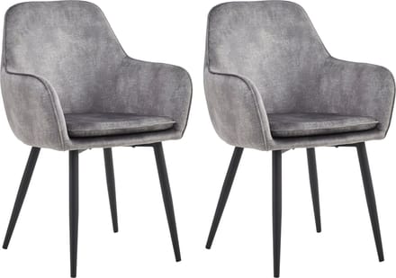 Colenis® - Levan eetkamerstoel - Set Van 2 - Grijs - Adoré Velvet - Industrieel - Met armleuning