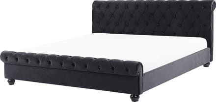 AVALLON - Tweepersoonsbed - Zwart - 180 x 200 cm - Fluweel