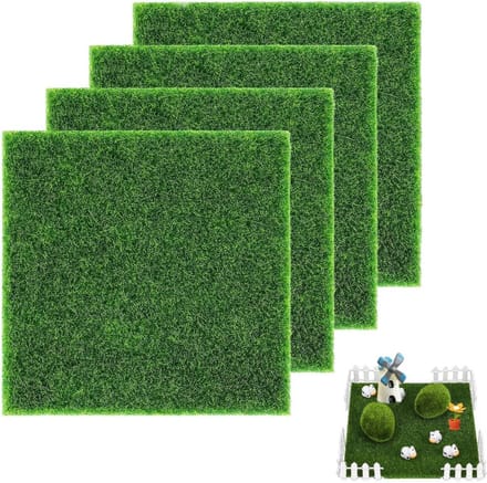 Kunstgras 15 x 15 cm voor Miniatuurtuin, Binnen- en Buitendecoratie, Micro Landschap en Patio Versiering