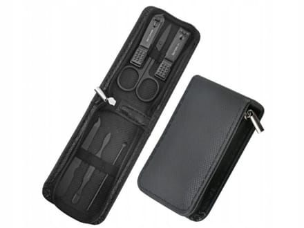 Heren manicure- en pedicureset - zwart leerlook etui