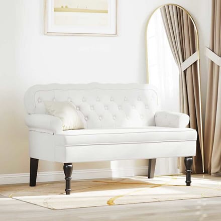 vidaXL - Chesterfield - Bank - Wit - 119,5 - x - 64,5 - x - 75 - cm - Kunstleer