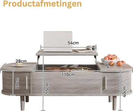 Salontafel Met Opbergruimte - Bijzettafel - Opbergtafel