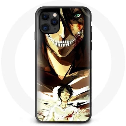 Coque - Maniacase - Iphone 11 Pro Max - Eren Yeager - Silicone - Rigide - Noir noir