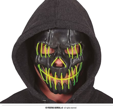 Fiestas Guirca - Zwart masker SMILE met LED verlichting