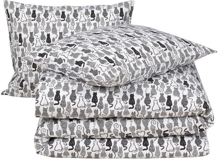 Moodit Dekbedovertrek Odil Chat Chat Noir - 200 x 200/220 + 2x 60 x 70 cm - Wit - Katoen
