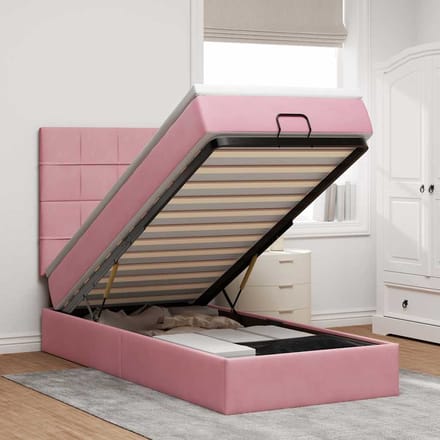vidaXL - Ottoman - bed - met - matrassen - 90x190cm - fluweel - roze