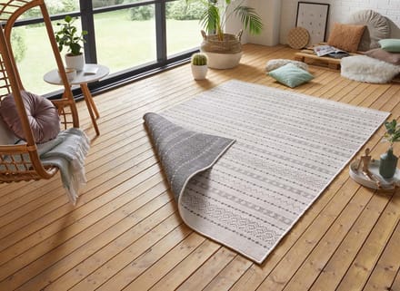 Design binnen & buiten vloerkleed Lily - grijs/crème 80x150