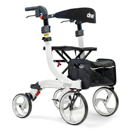 Rollator Nitro Medium - Wit - 1.60m tot 1.80m - Lichtgewicht - Weggewerkte remkabels