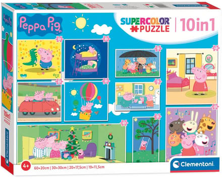 Clementoni - Puzzel - 10 in 1 - Peppa Pig - Puzzel Voor Kinderen - Supercolor