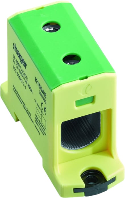 Hager Aansluitklem voor aluminium en koperleidingen, 25mm²-150mm², groen geel - K150AE