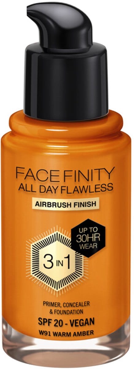 Max Factor Facefinity All Day Flawless Foundation W91 Warm Amber - 2 x 34 ml - Voordeelverpakking