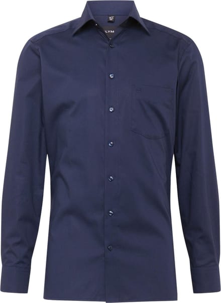 OLYMP Luxor modern fit overhemd - popeline - marine blauw - Strijkvrij - Boordmaat: 39 (EU maat: M)