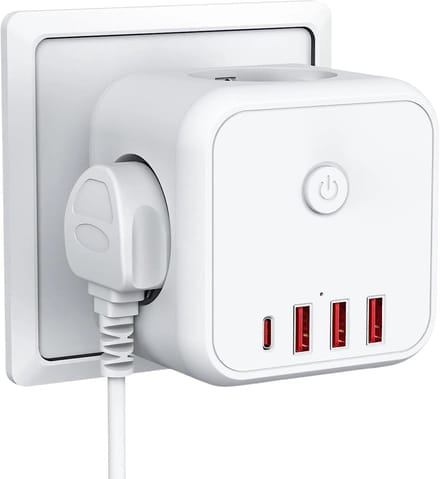 Oneproduct Stekkerdoos Powercube met USB en USB-C - 3x Stopcontact - Aan/Uit Schakelaar