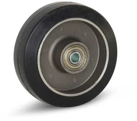 Zwart elastisch rubber wiel - 125mm - 300kg