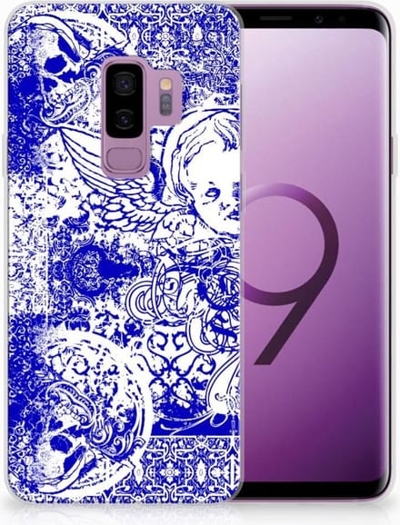 Silicone Back Case Samsung Galaxy S9 Plus Angel Skull Blauw