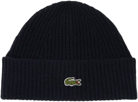 Lacoste Unisex Beanie - Muts van geribbelde wol (navy blue)