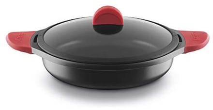 Koekenpan met Deksel 28 cm - Optimale Warmteverdeling en Veilig Silicone Handgrepen