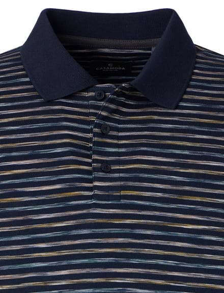 donkerblauwe gestreepte polo korte mouw Casa Moda normale fit