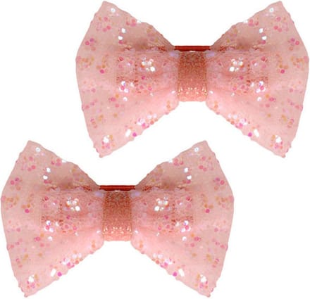 Haarclipje strikje zalmroze - 7 cm