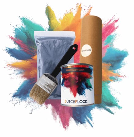 Flocking Kit Marine Blauw Medium | 200gr. flocking poeder - 250ml flock lijm - applicator - kwast