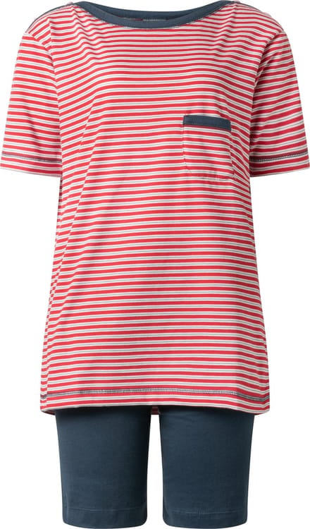 Lunatex - dames shortama 124194 met boothals - zomer pyjama - rood - maat L