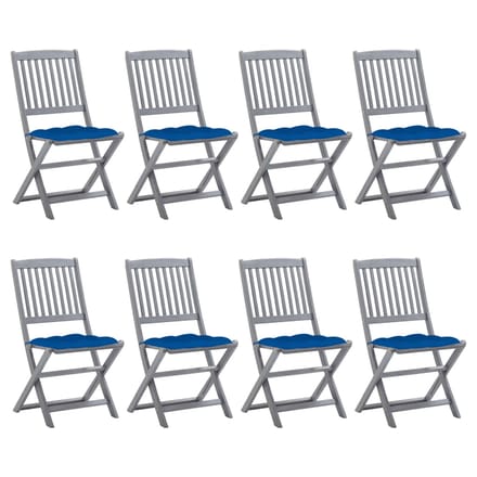 vidaXL - Inklapbare - stoelen - 8 - st - met - kussens - massief - acaciahout