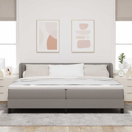 vidaXL - Boxspring - bed - met - hoofdeinde - Taupe - 200 - x - 200 - cm - Stof