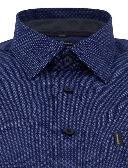 Blauw overhemd Casa Moda Casual fit patroon korte mouw