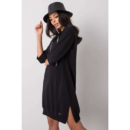 Zip Cotton Ease Dress - Schwarz / S/M
