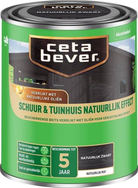Cetabever Buitenbeits Schuur & Tuinhuis Natuurlijk Effect - Zwart - Mat - 750ml